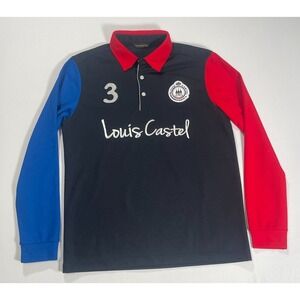 Louis Castel Shirt Men's Medium 100 Golf Polo Performance Logo Long Sleeve‎